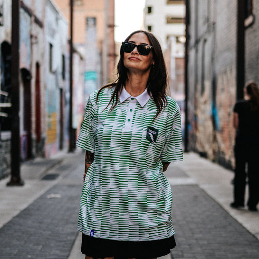 Summer White & Green Unisex Polo
