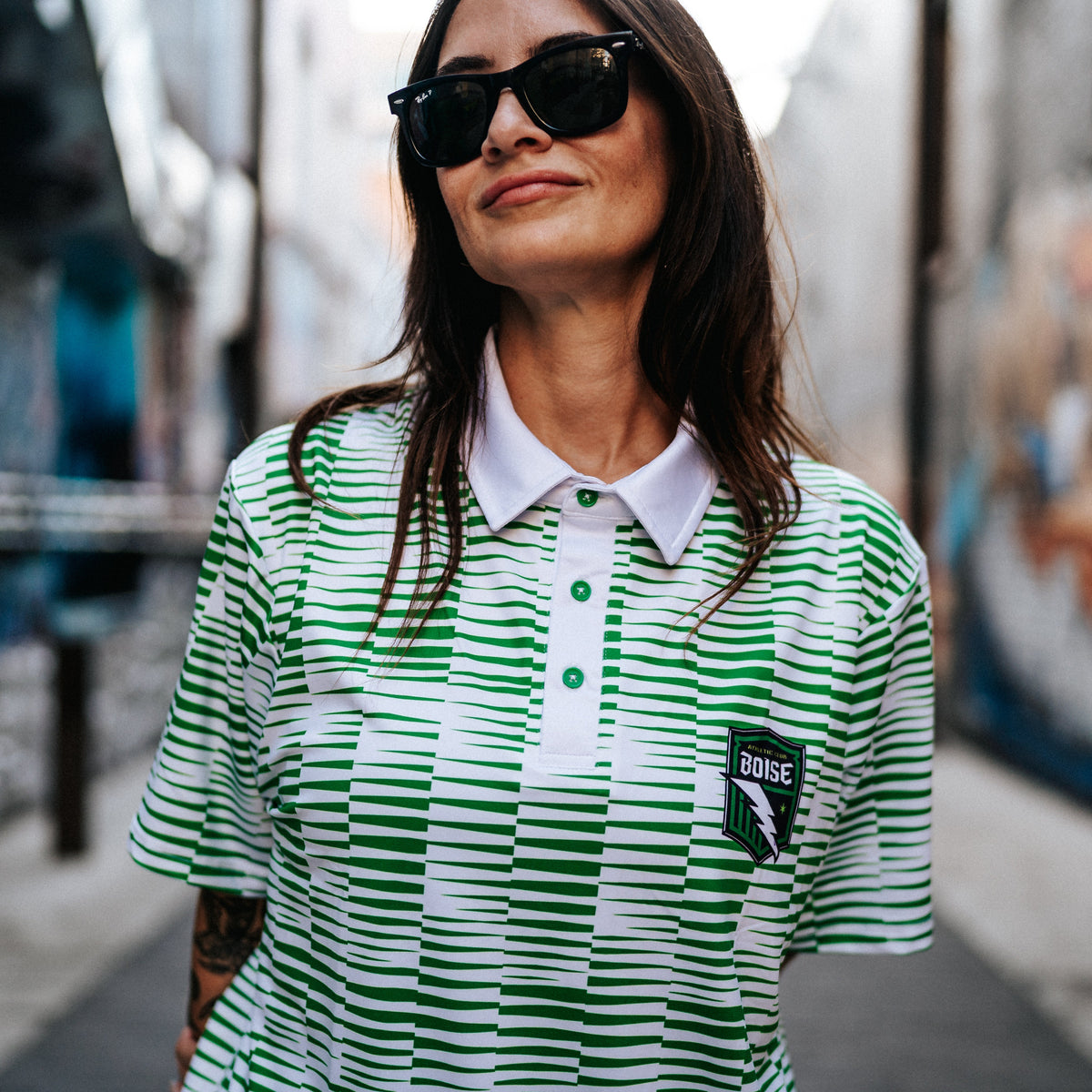 Summer White & Green Unisex Polo