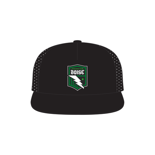 Black Flat Bill Trucker Hat