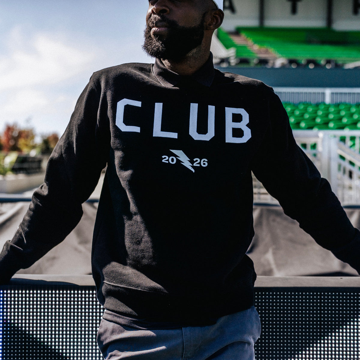 Club Black Felt Applique Unisex Crewneck