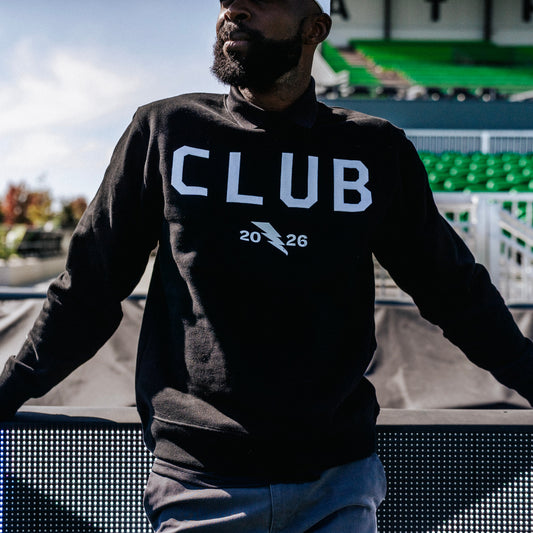 Club Black Felt Applique Unisex Crewneck