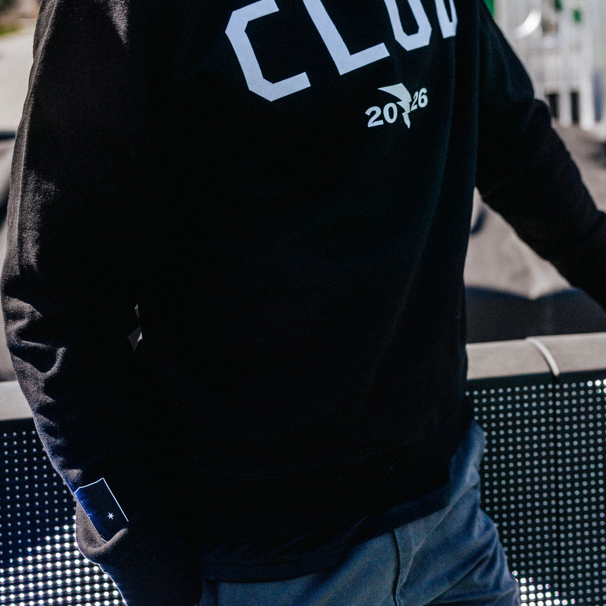 Club Black Felt Applique Unisex Crewneck