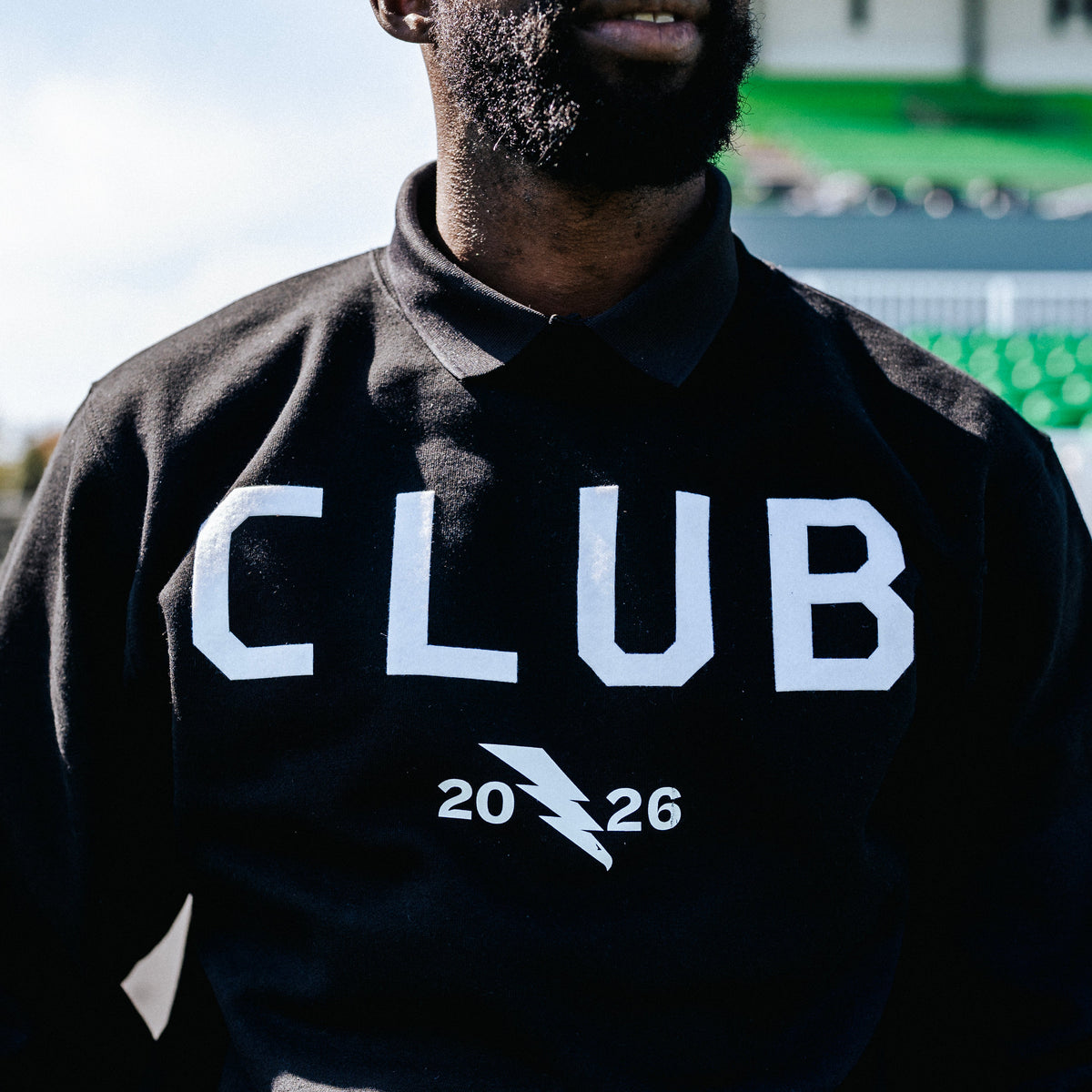 Club Black Felt Applique Unisex Crewneck