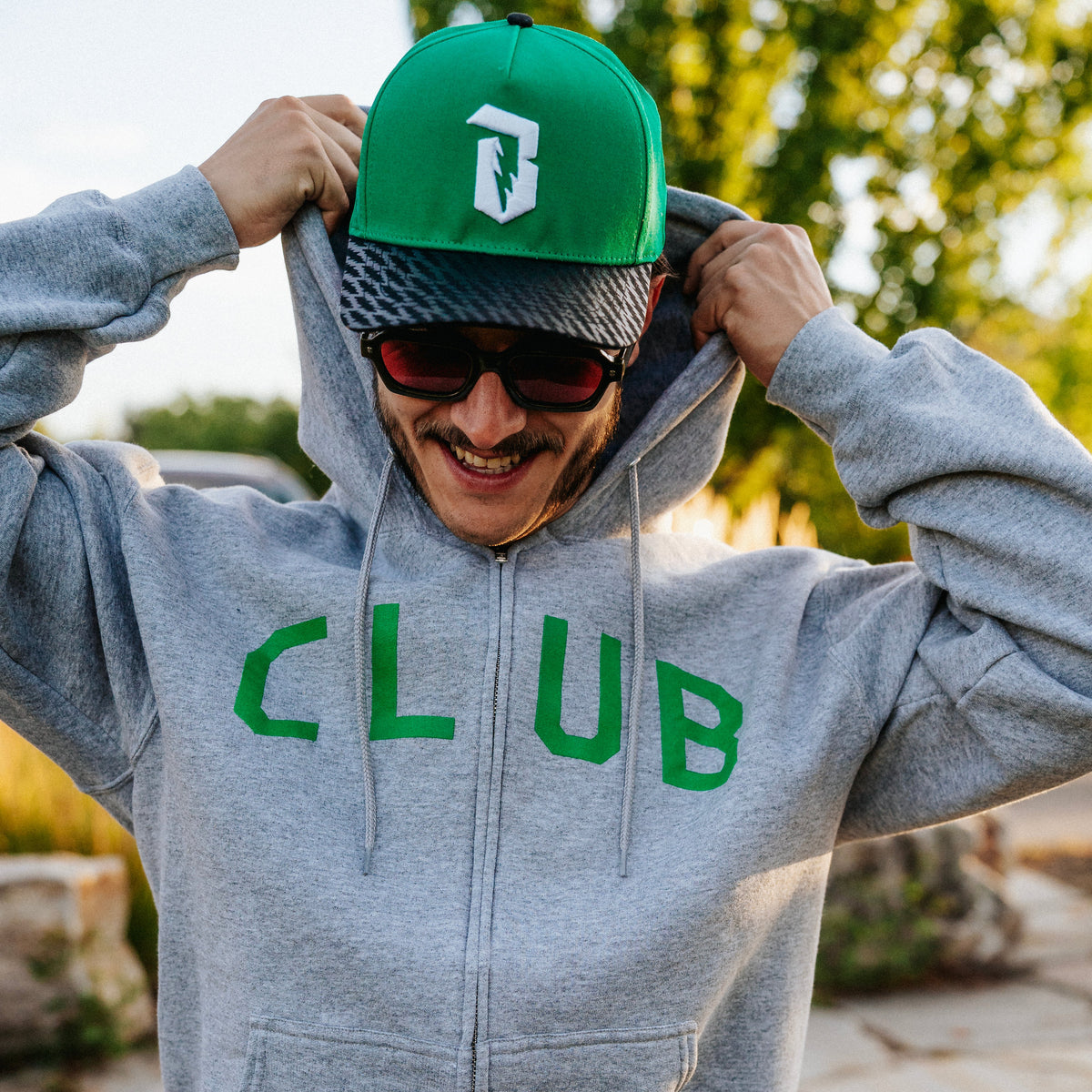 Club Grey Printed Unisex Full Zip Hoodie
