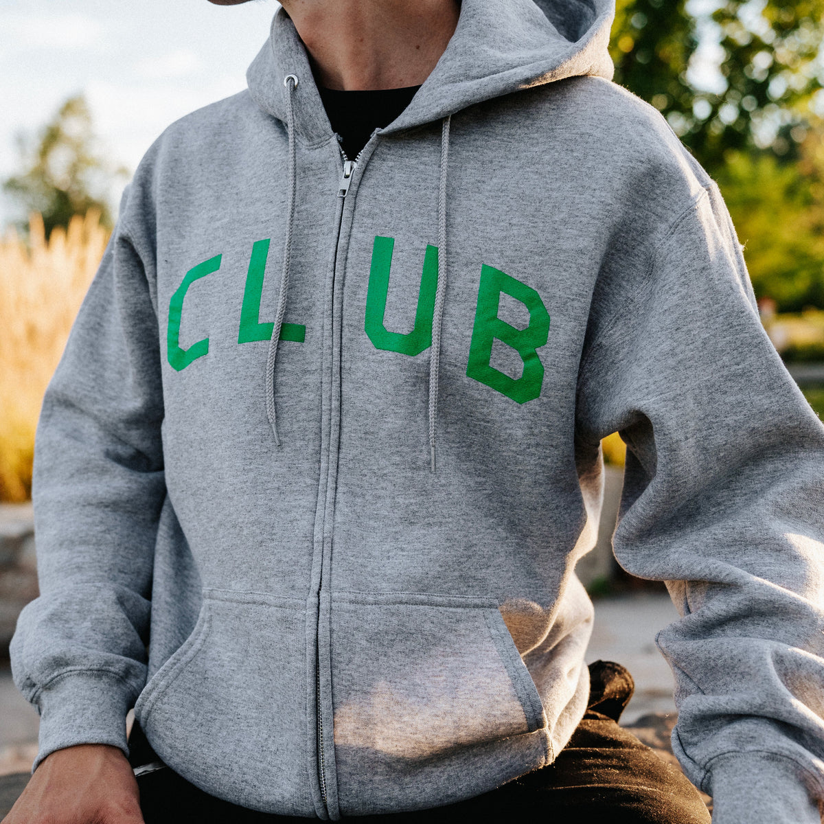 Club Grey Printed Unisex Full Zip Hoodie