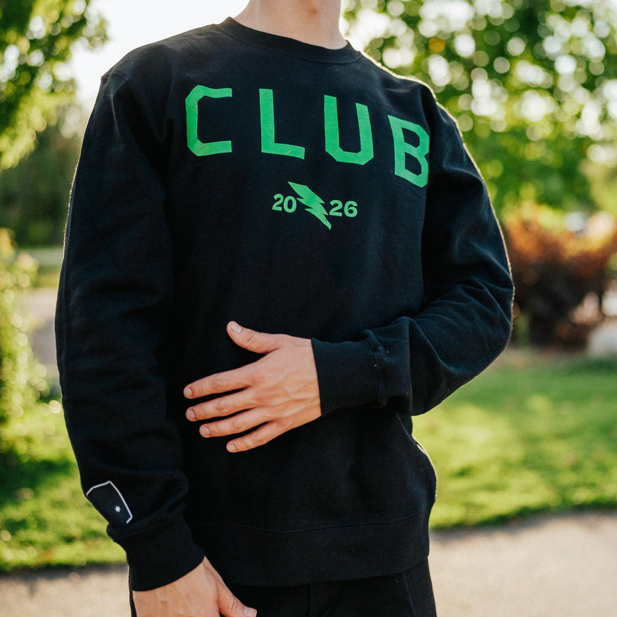 Club Black Printed Unisex Crewneck