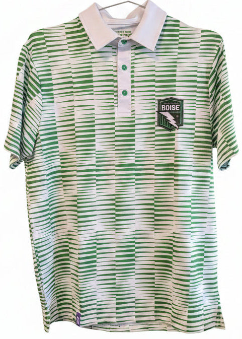 Athletic Club Boise White and Green Unisex Polo